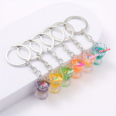6pcs Fruit Juice Acrylic Keychain Bag Key Ornament for Girls Women
