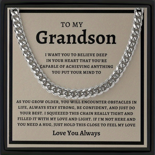 Fashion Cuban Necklace Stainless Steel Pendant Meaningful Gift For Grandson