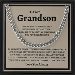 Fashion Cuban Necklace Stainless Steel Pendant Meaningful Gift For Grandson