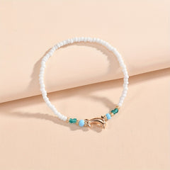 Dolphin Beads Beaded Anklet Rice Beads Boho Ocean Style Ankle Bracelet
