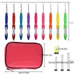 2mm 6mm Portable Crochet Set with Powder Bag Soft Handle Ergonomic Handle