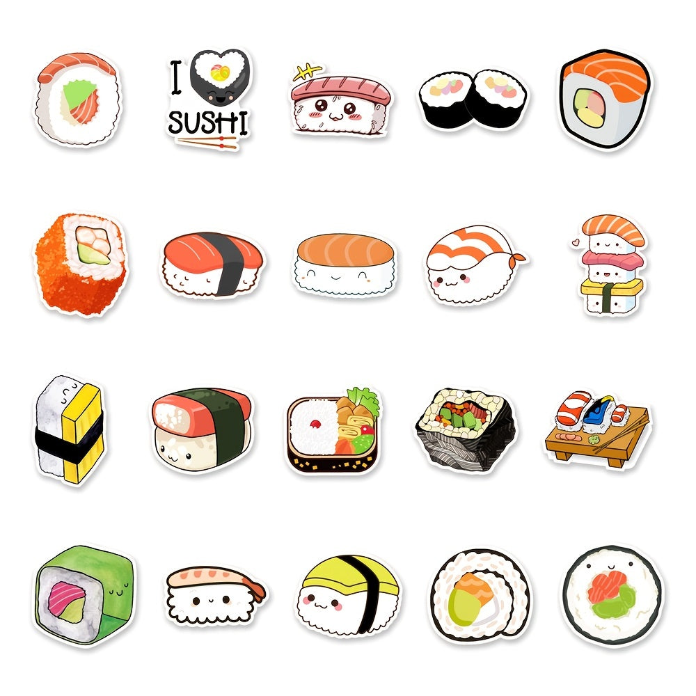 50 Sushi Doodle Stickers for Laptops, Water Bottles & More