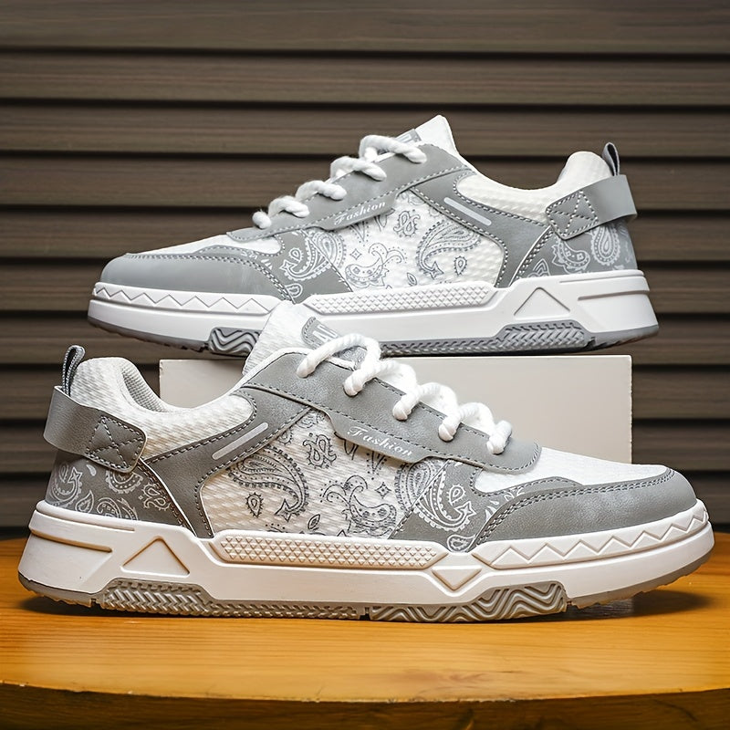 Men's Teardrop Motif Lace-up Skate Shoes Good Grip Breathable