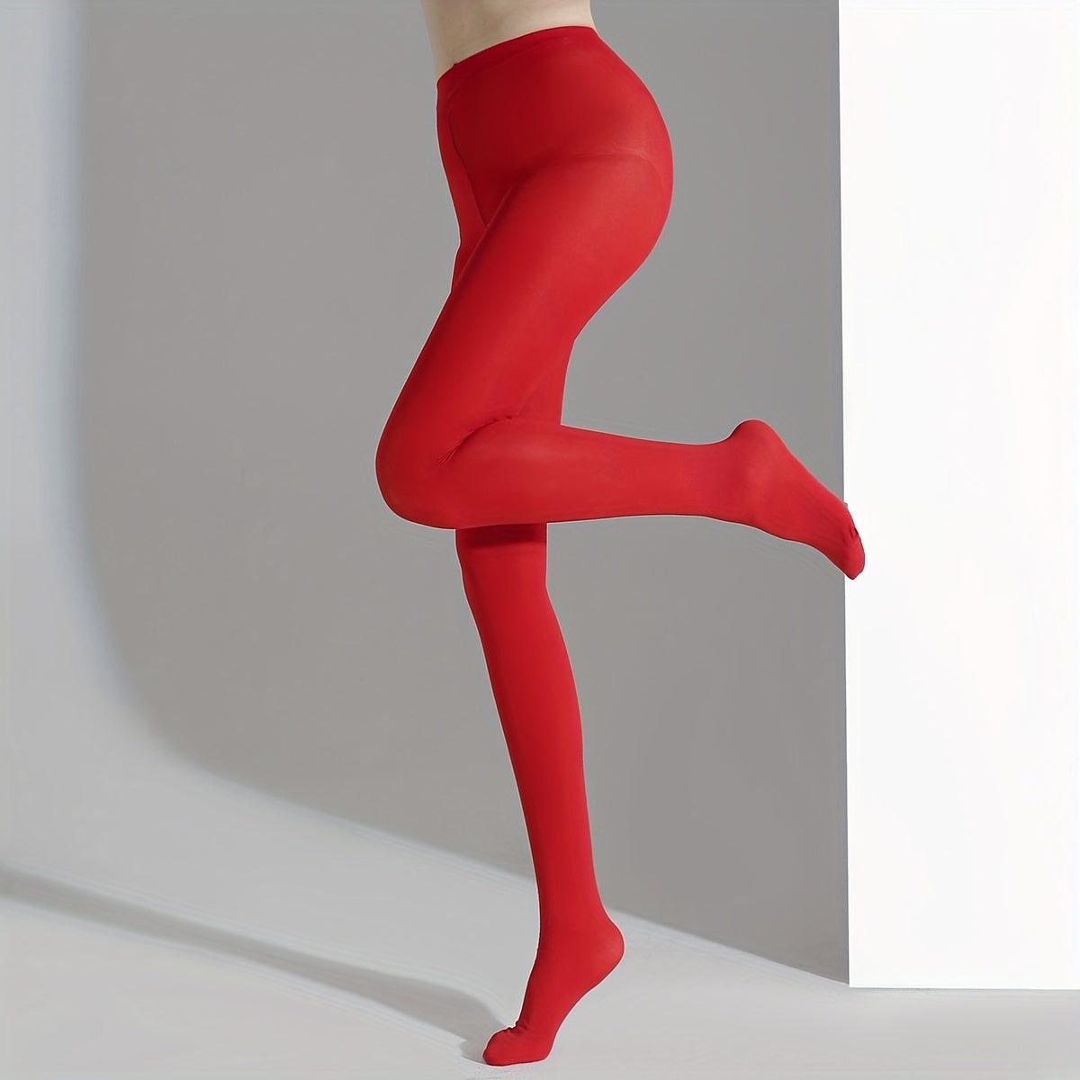 Red Pantyhose Cozy Elastic High Waist Footed Stockings