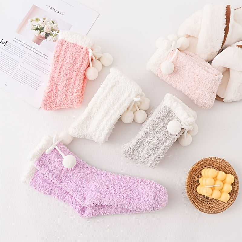 Cozy Coral Fleece Mid Tube Socks for Winter