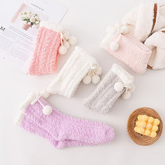 Cozy Coral Fleece Mid Tube Socks for Winter