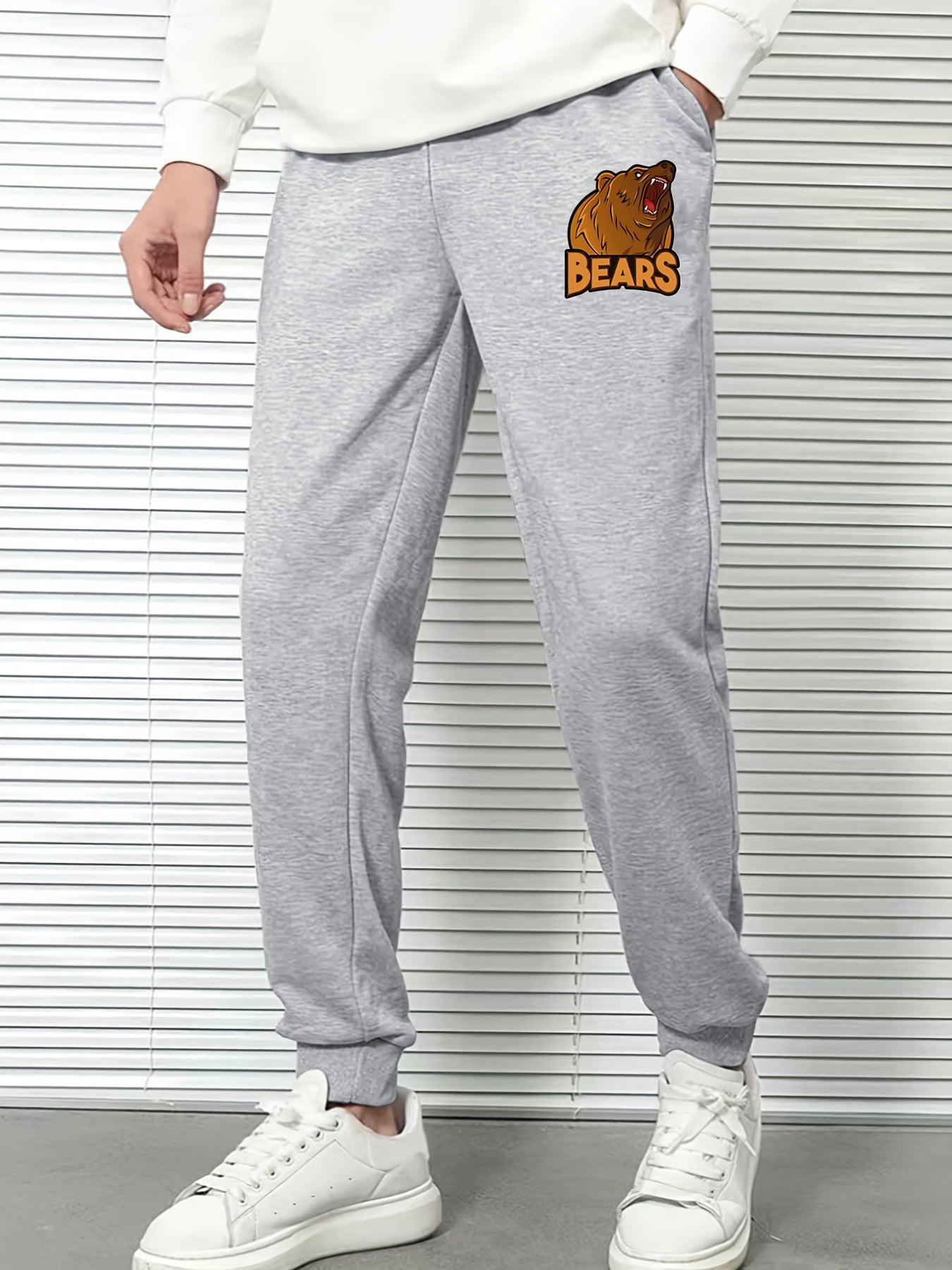 Men s Bear Print Sweatpants Spring Fall
