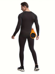 Men's Thermal Underwear Set: Quick Dry Fleece Compression Shirt & Legging