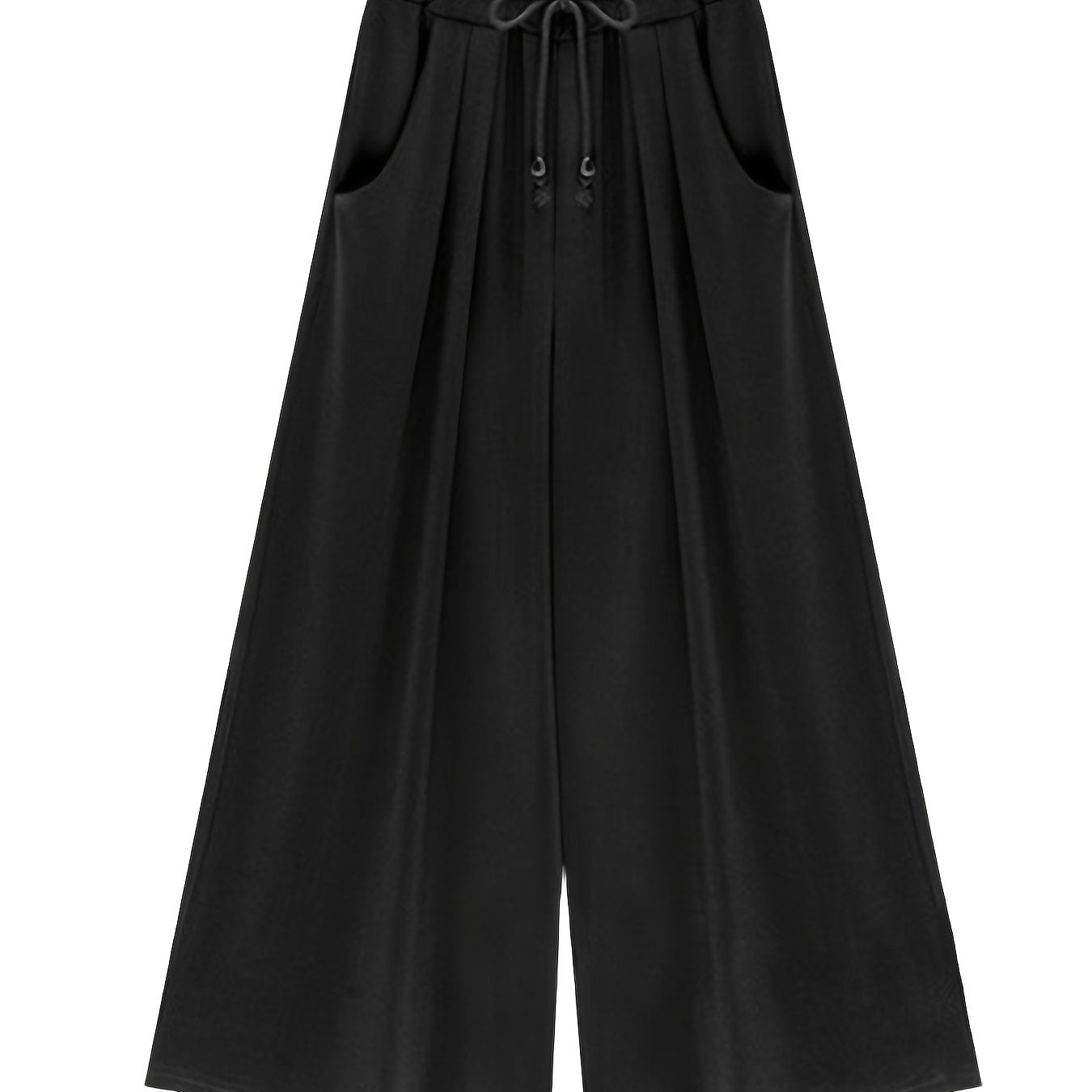 Solid Drawstring Flared Leg Pants Plus Size