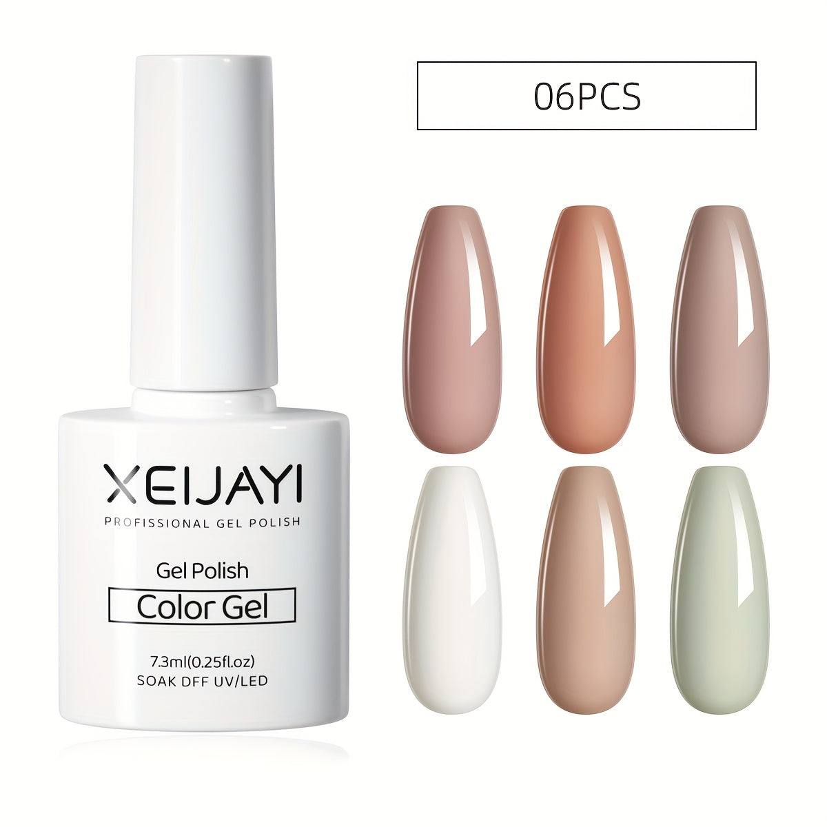 6 Colors Gel Nail Polish Starter Kit Nude Soak Off No Wipe