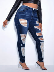 High Waisted Raw Trim Skinny Jeans