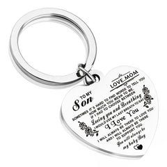 Stainless Steel Heart Pendant Keychain for Daughter and Son