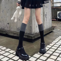 Colorblock Calf Socks College Style Knee High Socks Women's Stockings