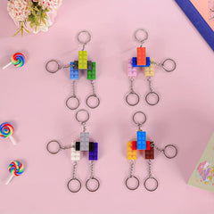 16pcs Building Blocks Keychain Funny Key Ring Purse Bag Backpack Car Charm