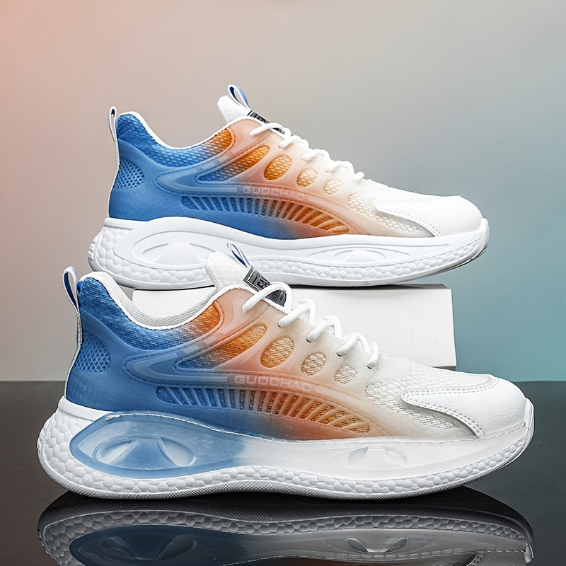 Men's Gradient Lace-Up Sneakers Cushioned Athletic Shoes