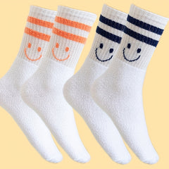6 Pairs Smile Print Socks Cute Mid Tube Women's Stockings