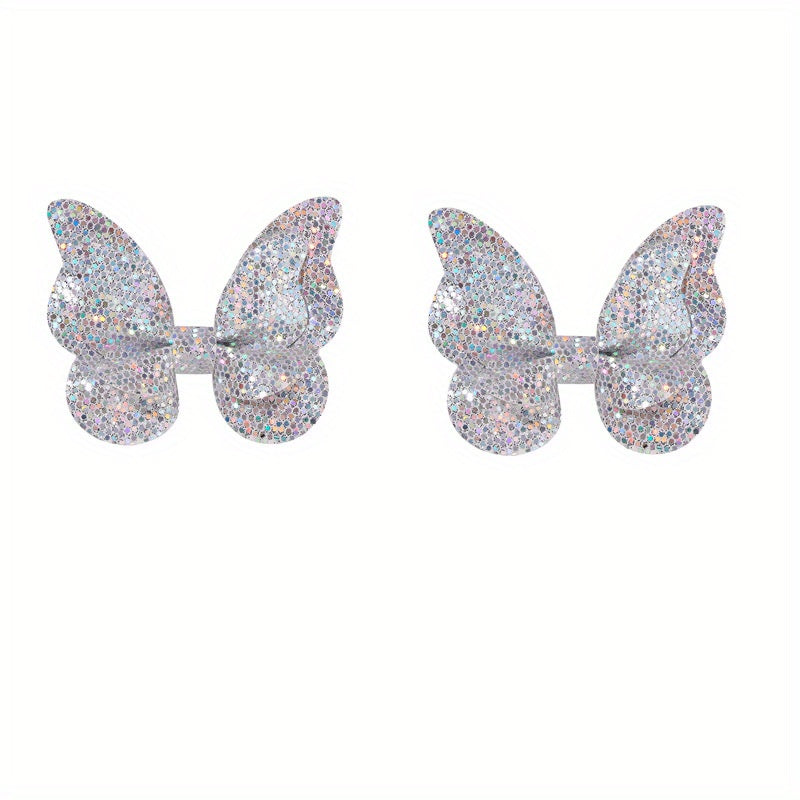 2pcs Gradient Sequin Butterfly Hair Clip for Girls
