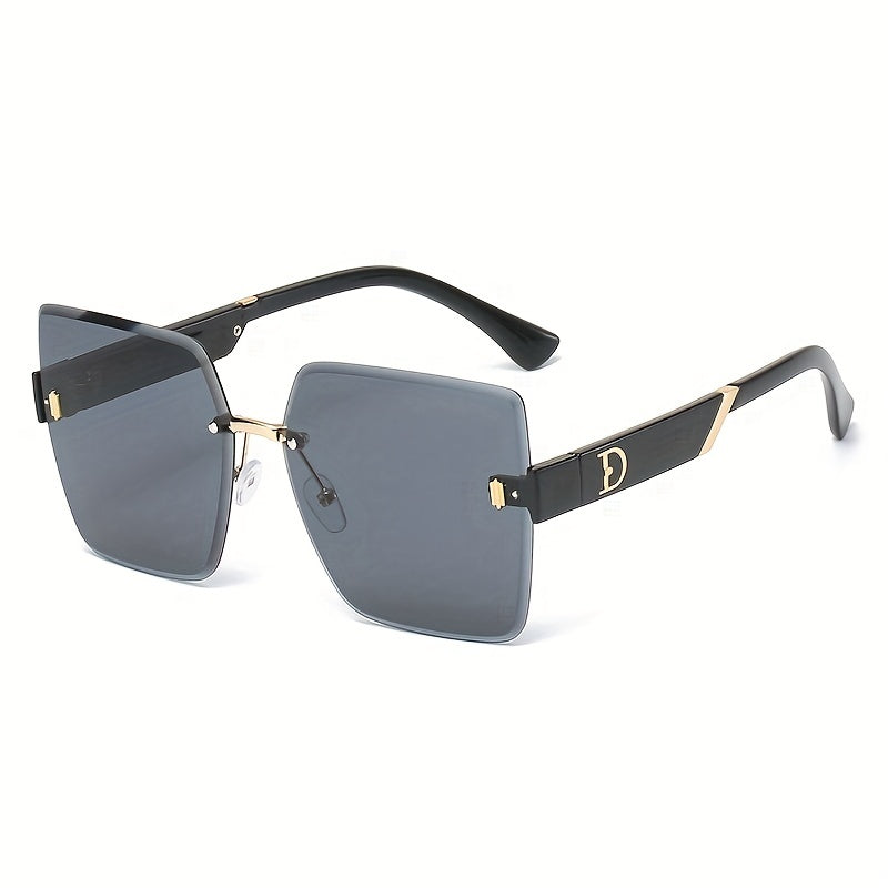 Square Rimless Sunglasses Casual Gradient Lens UV400