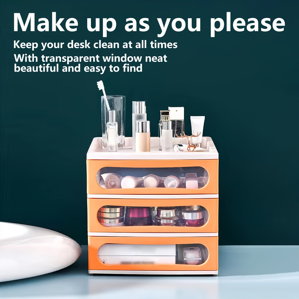 Desk Organizer Storage Box Plastic Drawer Style Storage Box Desktop Office Suppl