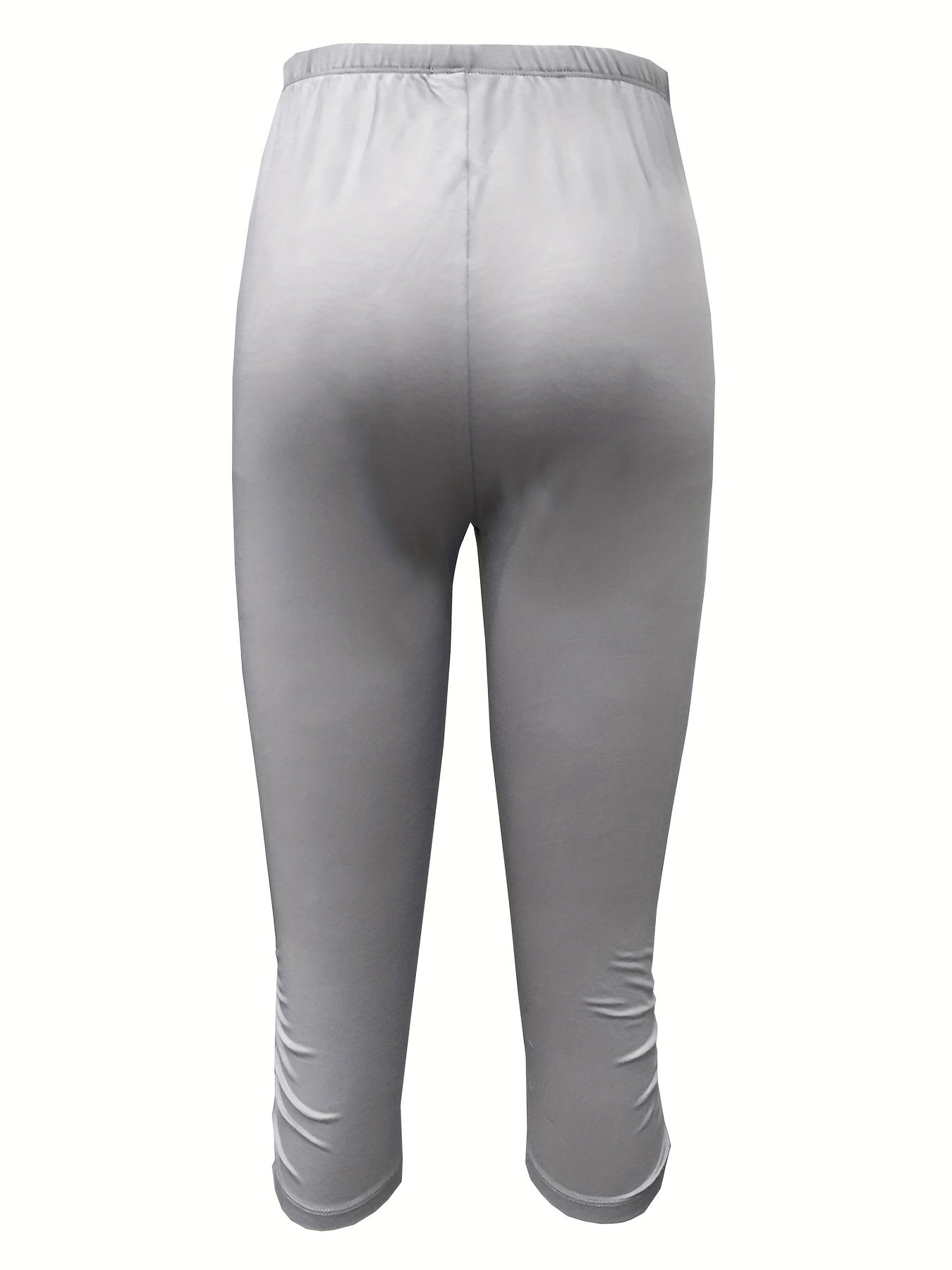 Ruched Skinny Capris Leggings Elastic Waist Crop Leggings