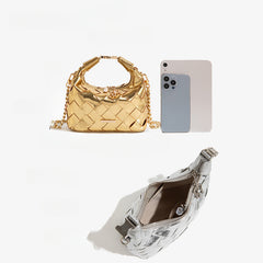 Versatile Chain Handbag for Women with Woven Dumpling Design