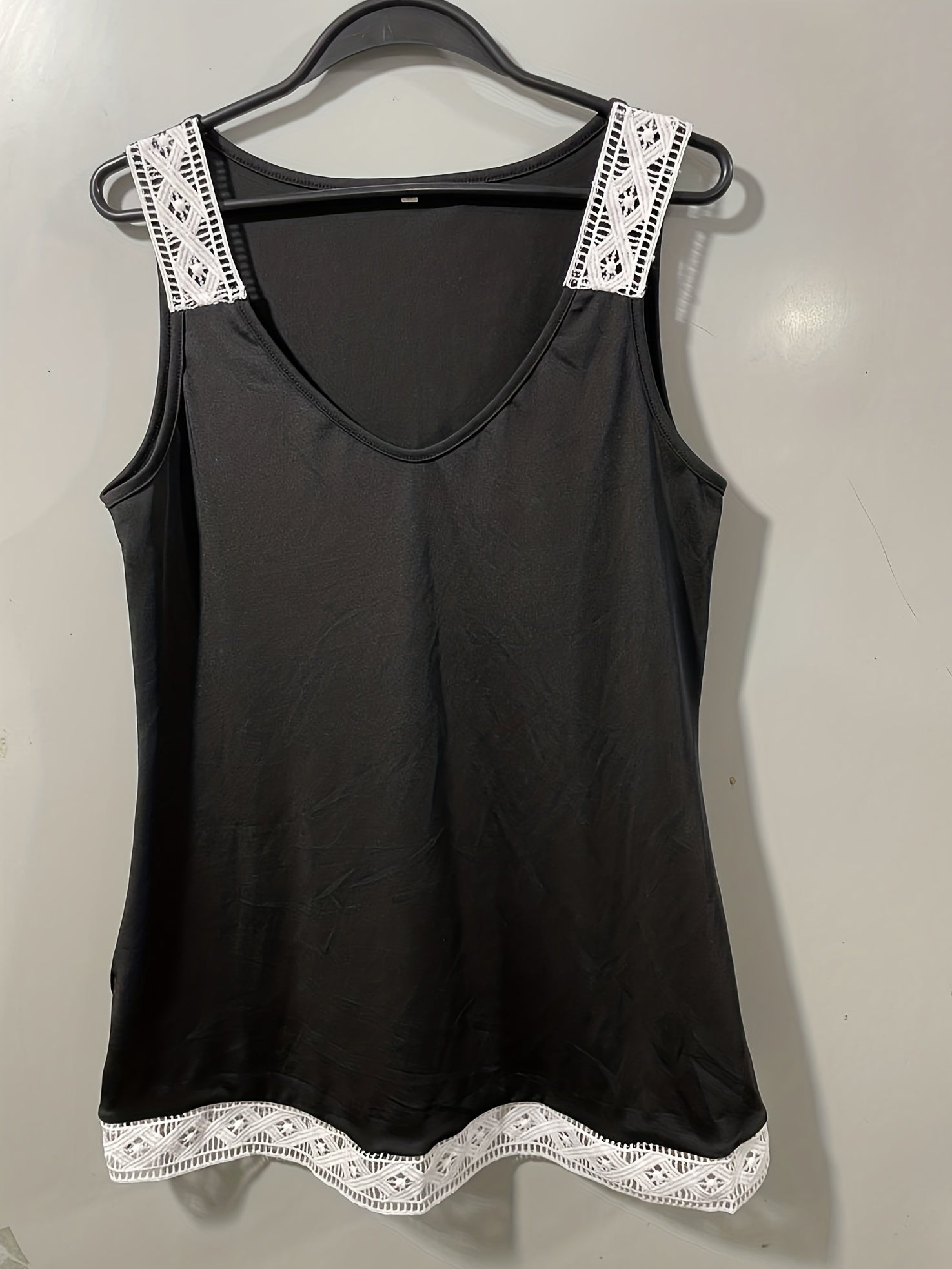 Lace Tank Top V Neck Sleeveless