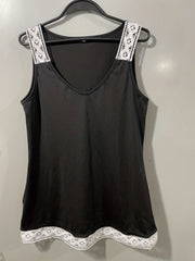 Lace Tank Top V Neck Sleeveless