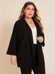 Women's Plus Size Open Front Lapel Collar Blazer