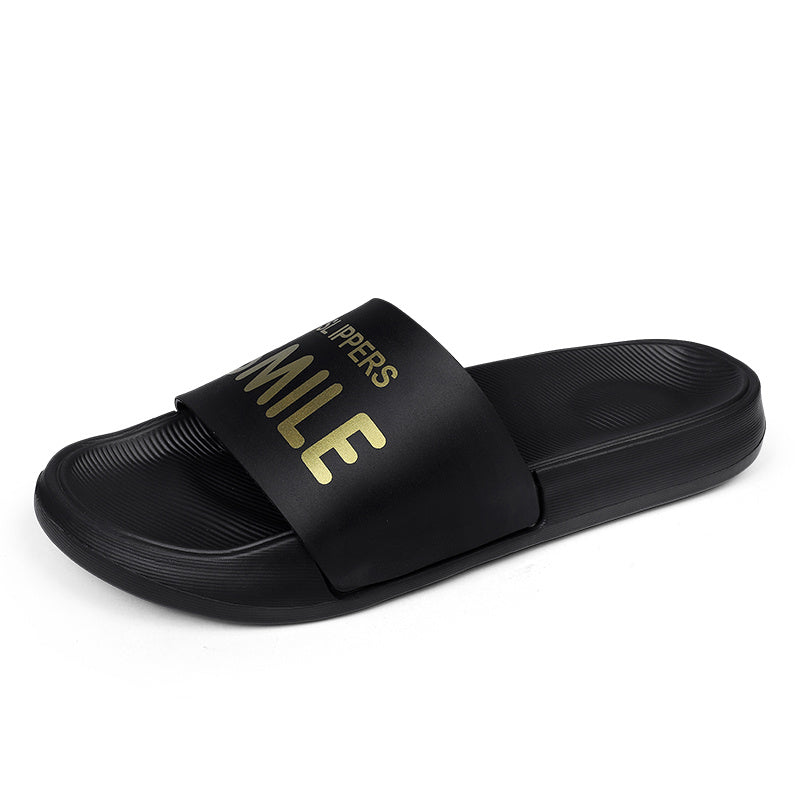 Men's 'SMILE' Print Slides Casual Summer Slippers
