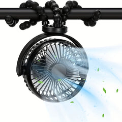 Portable Clip-On Baby Stroller Fan 360 Rotation Cooling Fan