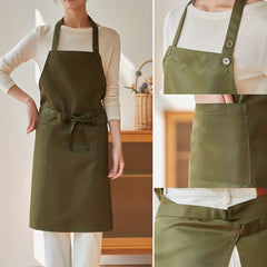 Adjustable Halter Apron with Pockets for Chef Gardening Cooking Baking