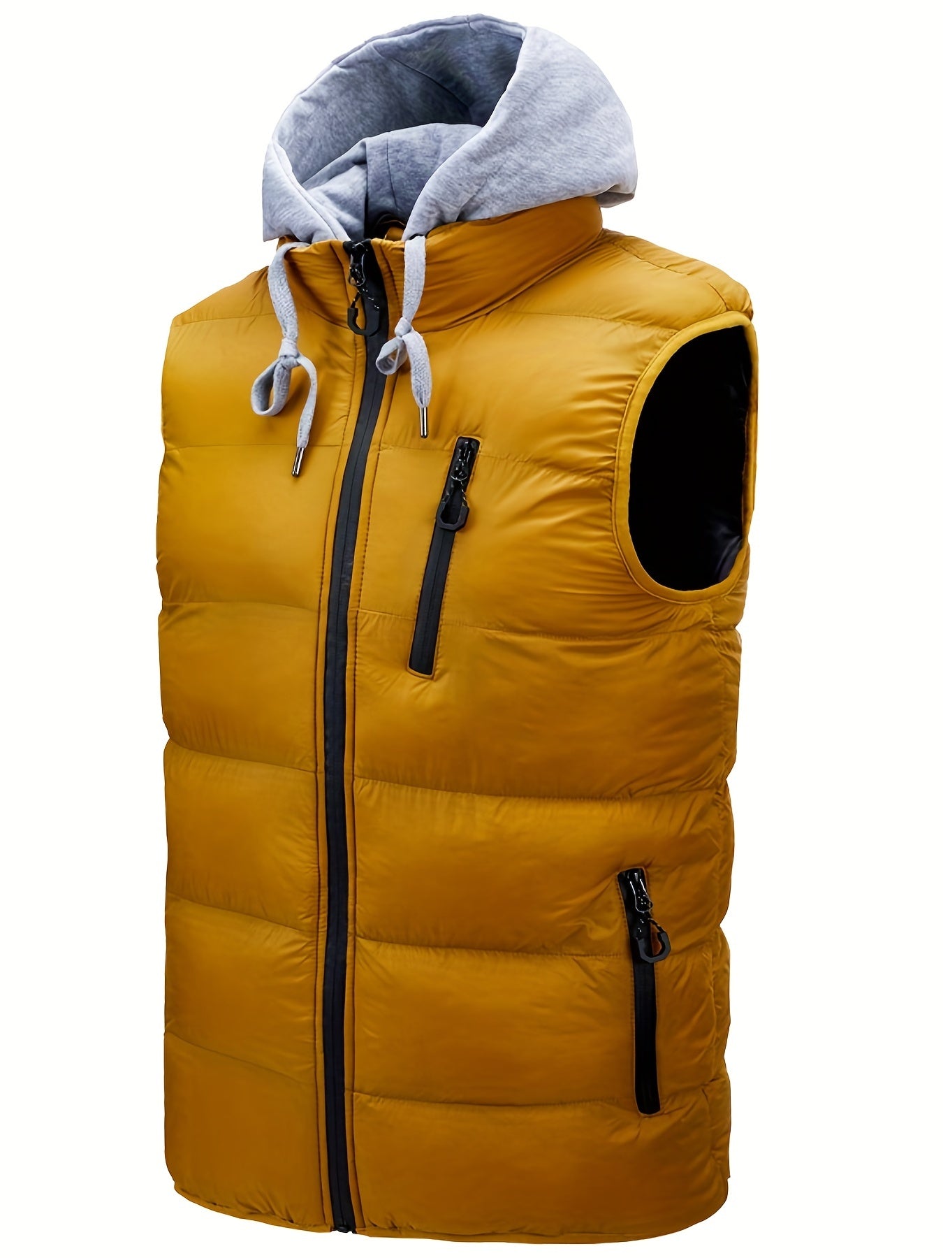 Men's Hooded Winter Vest Zip Up Casual Zipper Pockets