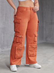 Wide Leg Cargo Jeans with Pockets