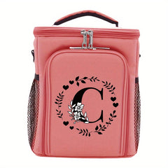 Insulated Lunch Bag with Garland Letters, Large Capacity, Double Deck