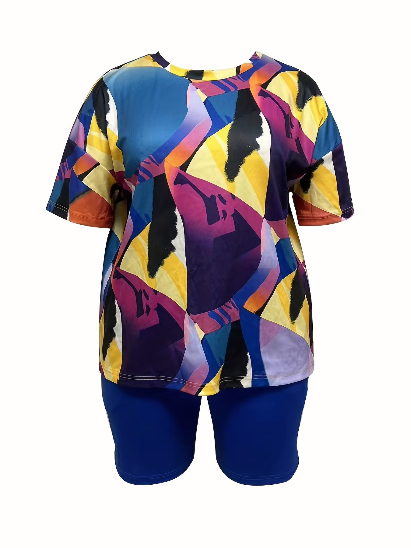 Printed Top & Shorts Set Women's 2 Piece Casual Outfits