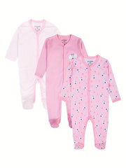 Baby Girls Long Sleeve Cotton Romper 3pcs Set