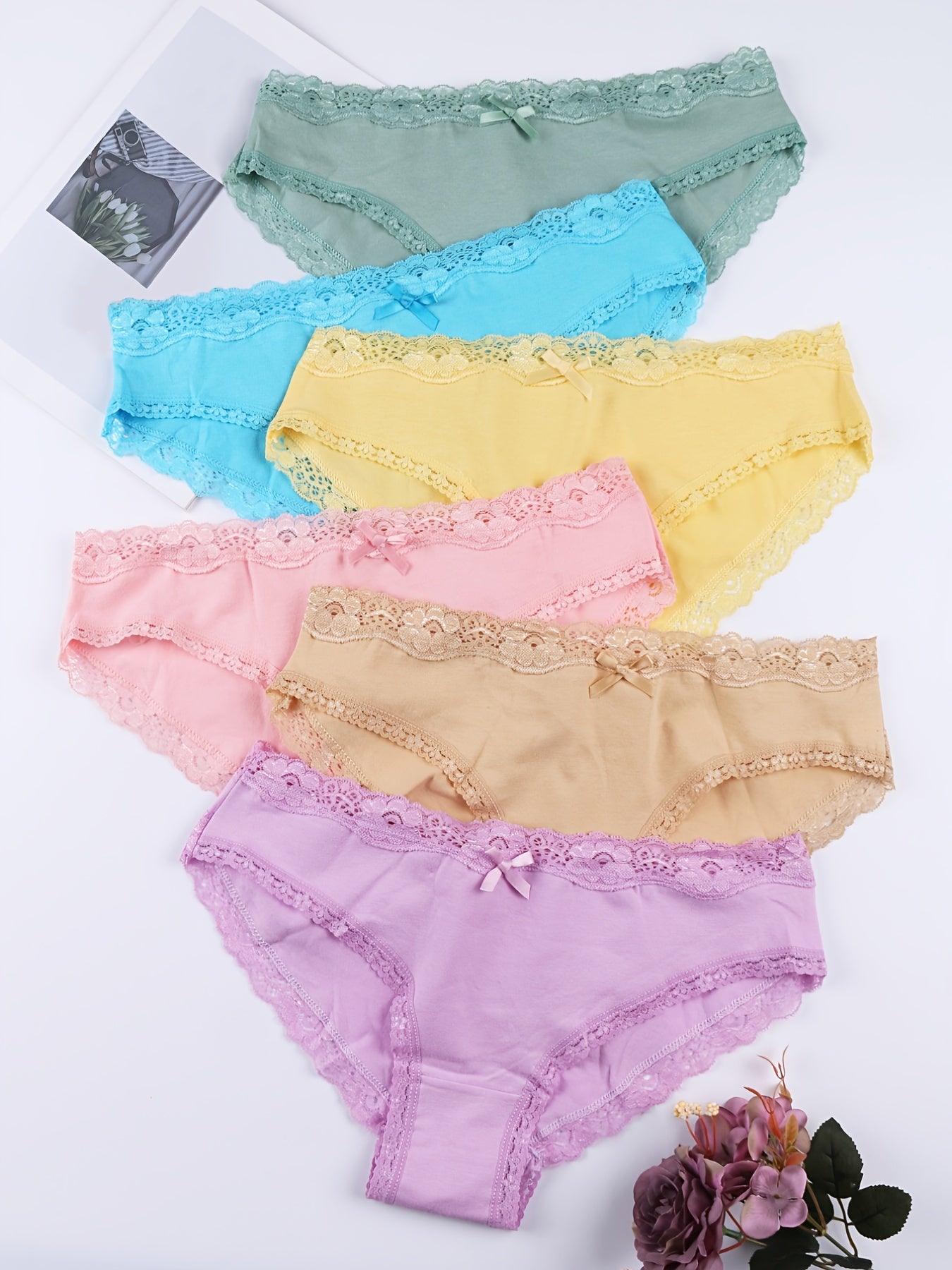 6 Pack Plus Size Casual Panties Set Women's Plus Comfort Medium Stretch