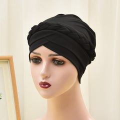 Pre tied Braid Elastic Turban Cap Head Wraps Lightweight Bonnet Women