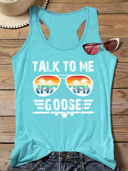 Tank Top Women's Slogan & Coconut Tree Sunglasses Print Vest Top