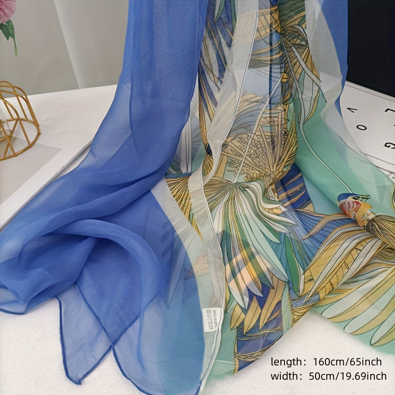 Boho Flower Print Georgette Scarf Block Shawl Hijab