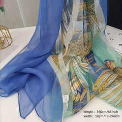 Boho Flower Print Georgette Scarf Block Shawl Hijab