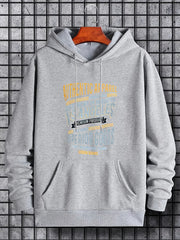 Men's Letter Print Hoodie Casual Stretch Breathable Sweatshirt