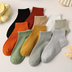 10 Pairs Solid Crew Sports Socks Women's Stockings & Hosiery