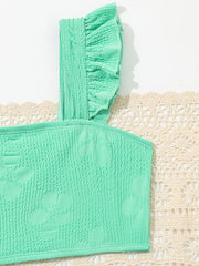 2pcs Toddler Girls Ruffle Bathing Suit Set - Summer Beach Vacation