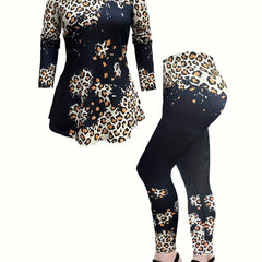 Leopard Print Top & Leggings Set