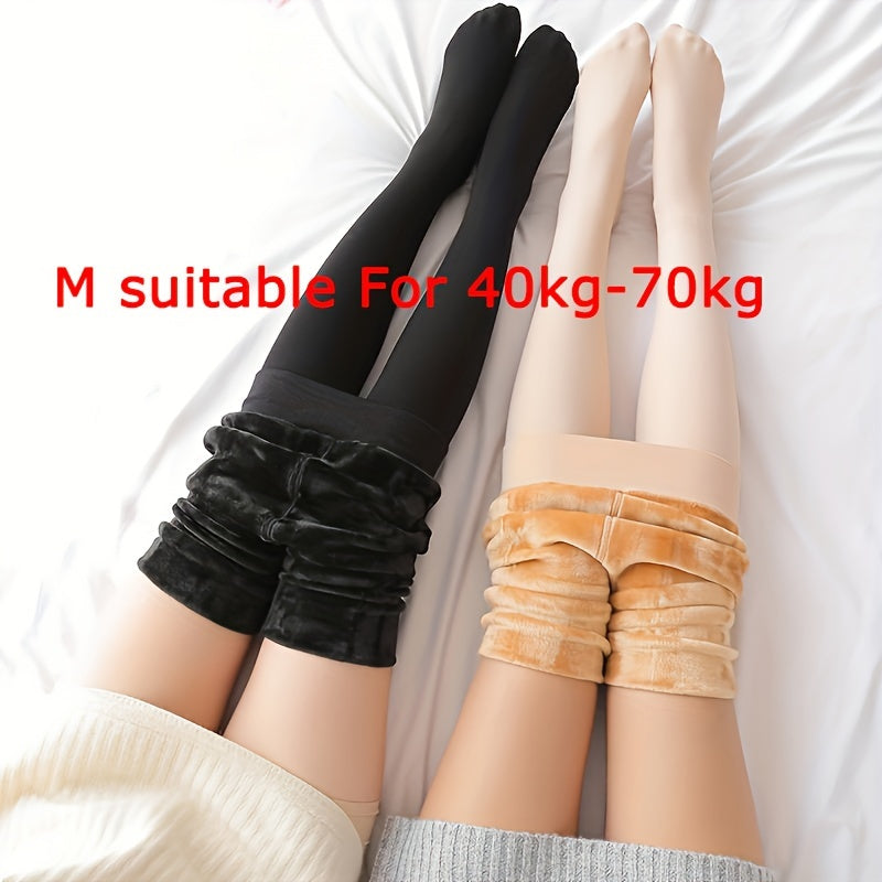 2 Pack Plush Lined Tights High Waist Thermal Leggings Women's Stockings