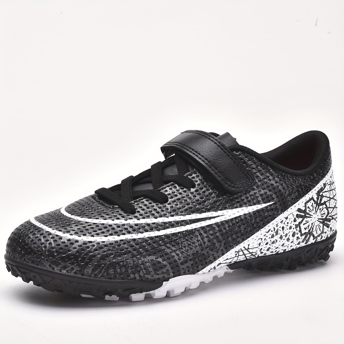 Boy's Turf Football Boots Hook Loop Fastener Outdoor TF Soccer Cleats