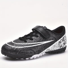 Boy's Turf Football Boots Hook Loop Fastener Outdoor TF Soccer Cleats