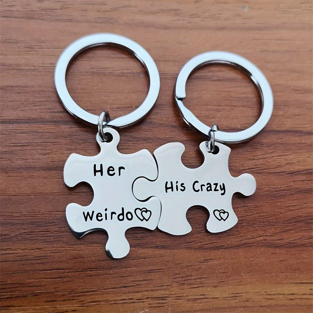 Couple Keychain Stainless Steel Keyring Backpack Pendant Gift
