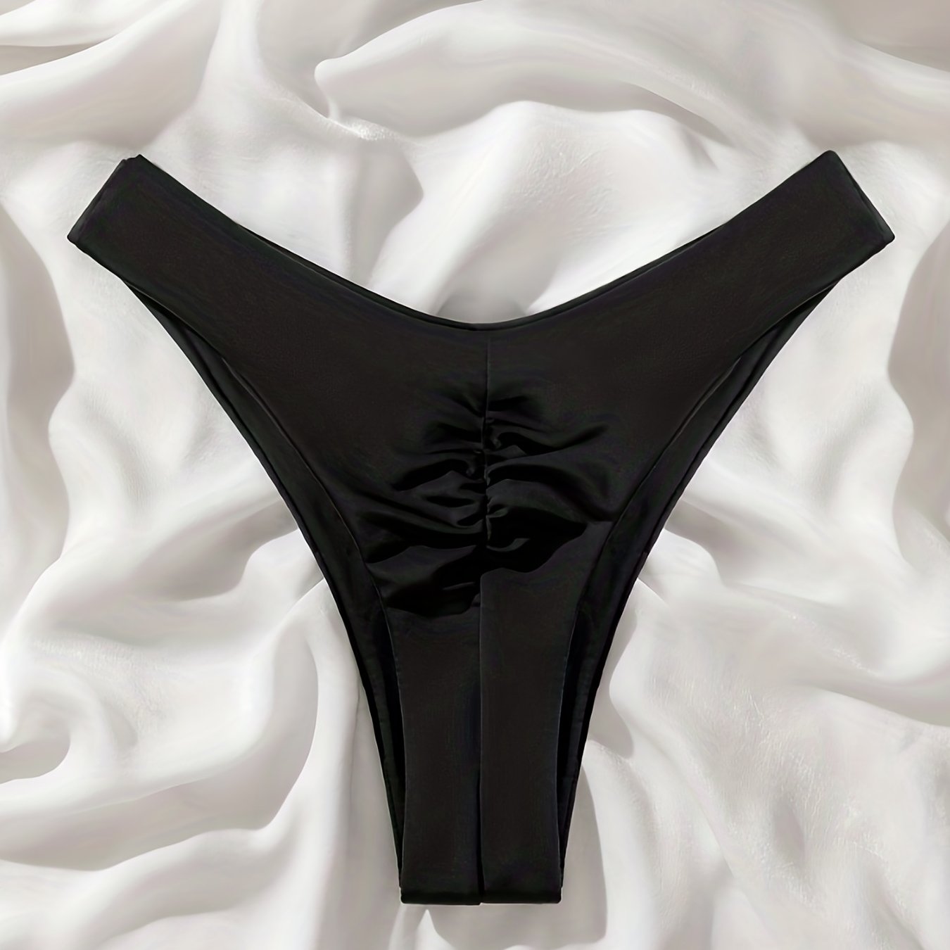 Ruched Cheeky Bikini Bottoms High Stretch Swim Briefs